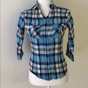 Blue plaid shirt